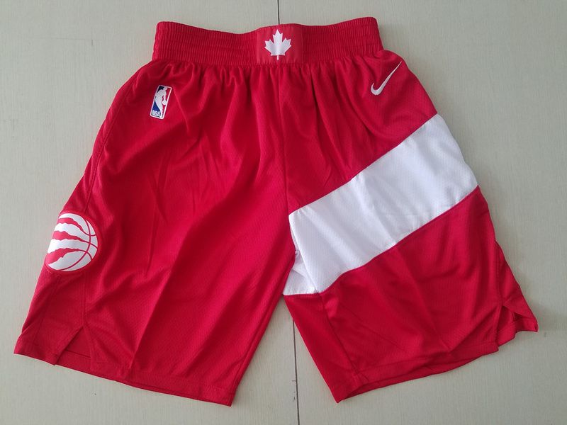 Men 2019 NBA Nike Toronto Raptors red shorts->toronto raptors->NBA Jersey